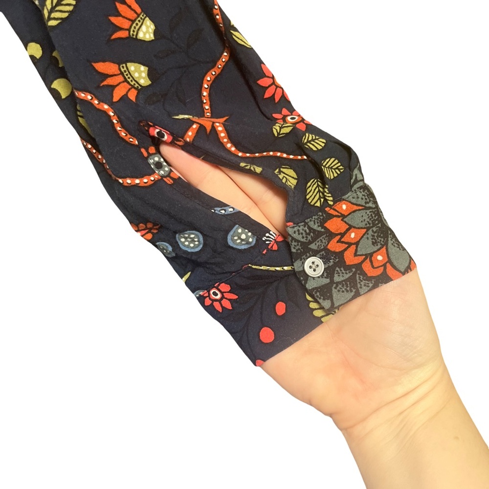 LOFT Navy Floral Henley Tunic with Floral and Strawberry Print - Picture 7 of 10